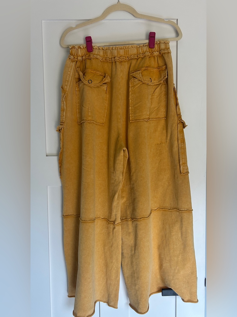 Three Bird Nest Washed Mustard Wide-Leg Cargo Pants - Picture 2 of 3